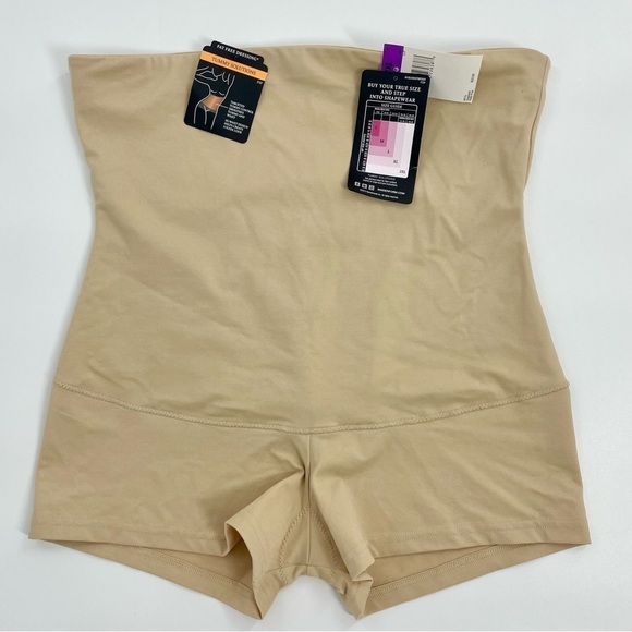 NWT Maidenform Tummy Solutions Boy Shorts Beige Latte Neutral Shapewear 2XL - Picture 4 of 13